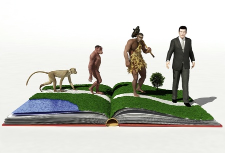 Ape, primitive and modern man  in the book.