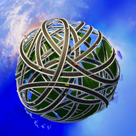 Model of the globe in the sky.の写真素材