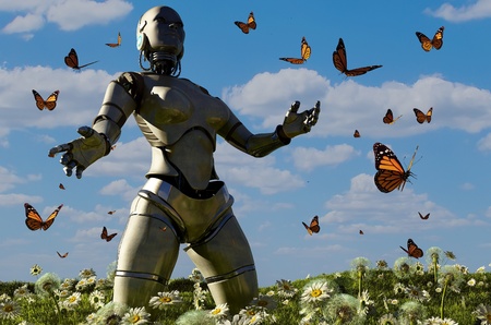 Robot  against the sky