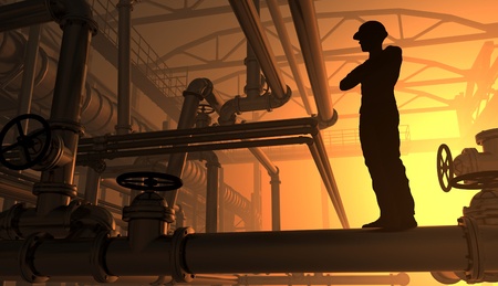 Silhouettes of the construction and working in a factory.の写真素材