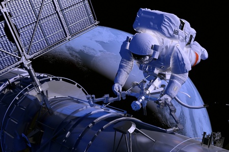 The astronaut  in outer space
