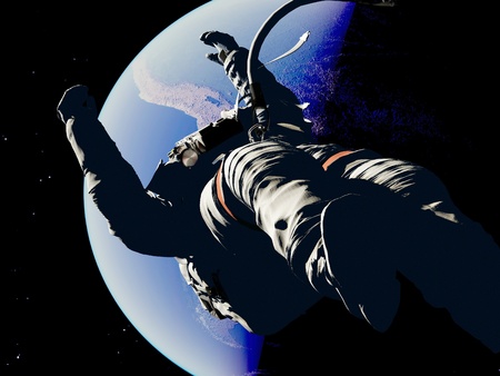 The astronaut on a background of a planet 