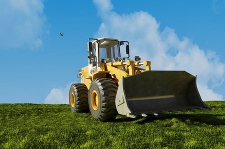 Excavator standing in the landscape.