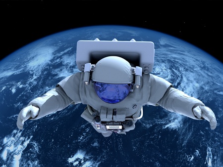 The astronaut  in outer space
