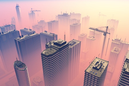 Kind of a modern city from the topの写真素材