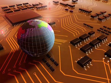 The model of the globe on a chip.の写真素材