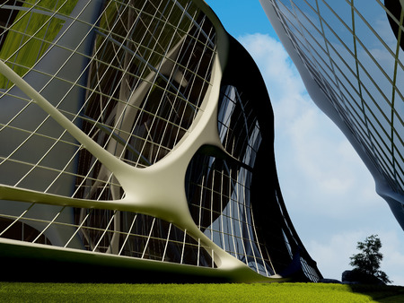 Stylish building against the sky.のeditorial素材