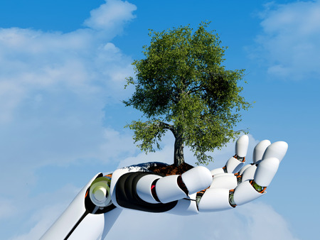 Tree on a mechanical arm.の写真素材