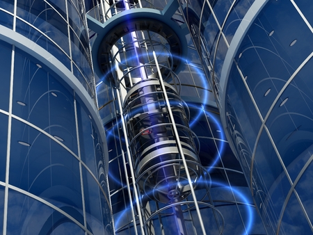 Skyscrapers with lift against the sky.の写真素材