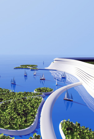 Future City in the seaの写真素材