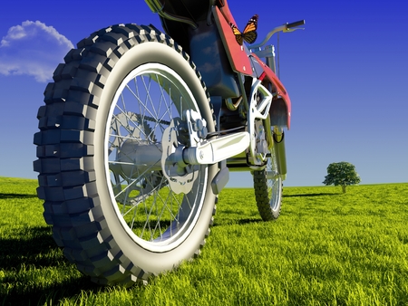 Sport bike on the grass.の写真素材