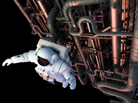 The astronaut around the structure.