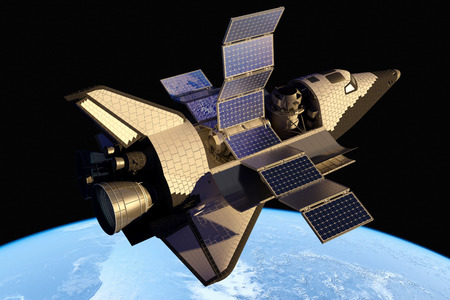 The space ship in outer space