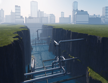 Pipes inside the earth fault.の写真素材