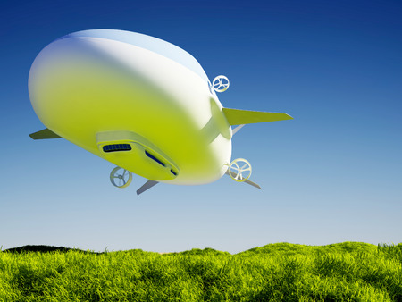 Modern airship over the green grass.の写真素材