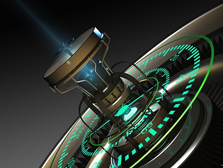 Graphical representation of modern equipment on a dark background.