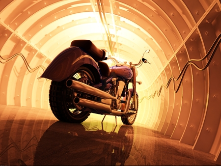 Motorcycle in the tunnel. 3dの写真素材