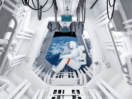 Astronaut sitting inside