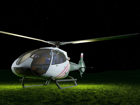 Sports helicopter on grass. 3d renderの写真素材