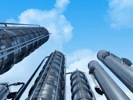 Tubes of factory in the sky.3d renderの写真素材