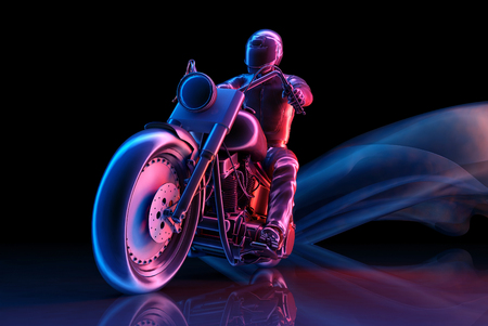 Graphical representation of the rider on a black background.,3d renderの写真素材