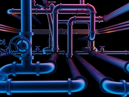Graphical representation of industrial pipes.,3d renderの写真素材