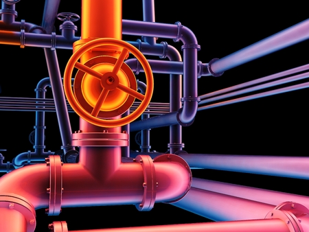 Graphical representation of industrial pipes.,3d renderの写真素材