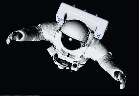 Astronaut in space against a starry sky. 3d renderの写真素材