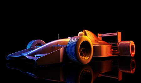 Racing cars on a black background. ,3d renderの写真素材