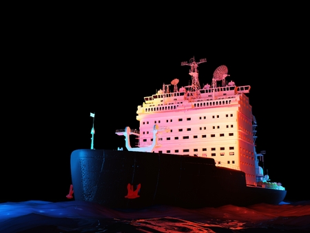 Icebreaker ship on a black background..,3d renderの写真素材