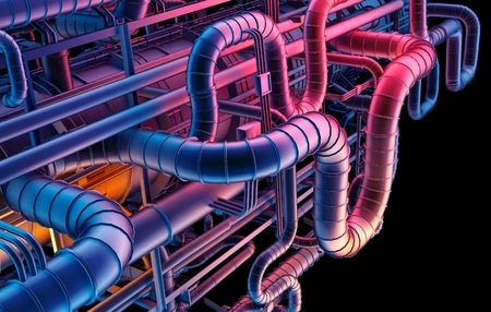 Graphical representation of industrial pipes.,3d renderの写真素材