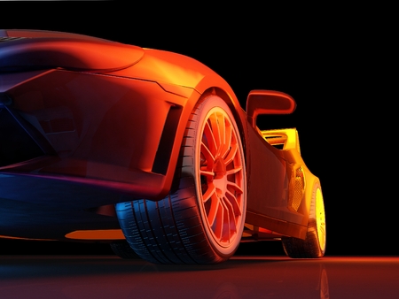 Model cars on  a black background.,3d renderの写真素材