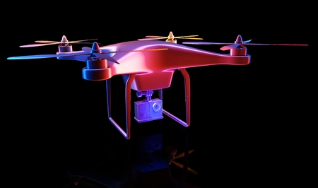 The drone on a black background. ,3d renderの写真素材