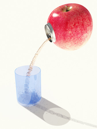 Apple juice. on a white background. ,3d renderの写真素材