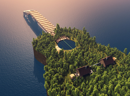 The city is a guitar.,3d renderの写真素材