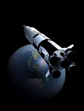 The space ship in outer space, 3d render