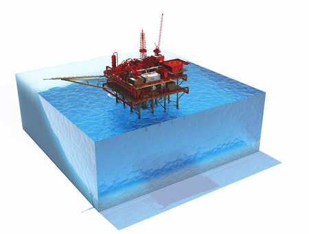 Model sea and oil.3d renderの写真素材