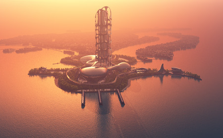 Top view of the city..3d renderの写真素材