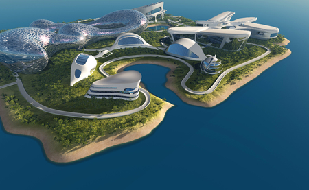 Top view of the city..3d renderの写真素材