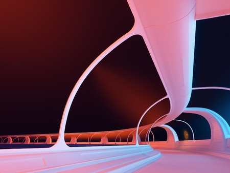 Glass tunnel on a dark background.,3d renderの写真素材