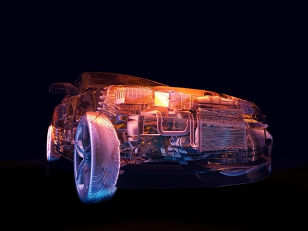 Model cars on a black background.,3d render