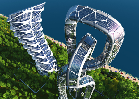 Top view of the city..3d renderの写真素材