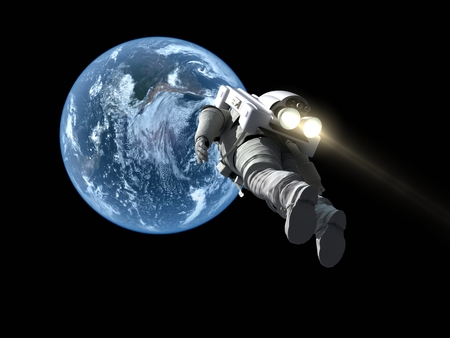 Astronaut with a jet engine.   3d render