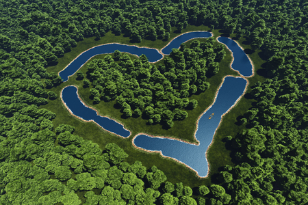 Heart in the forest.., 3d renderの写真素材