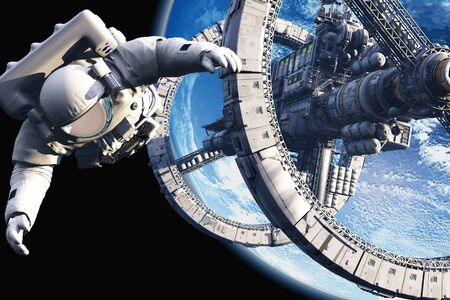 The astronaut on a background of a planet