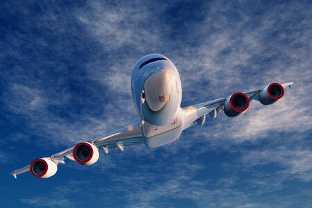 A passenger plane in the sky ,3d render