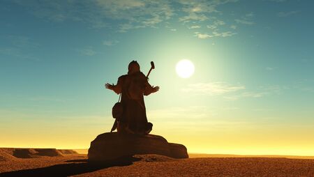 Jesus in the desert.,3d render