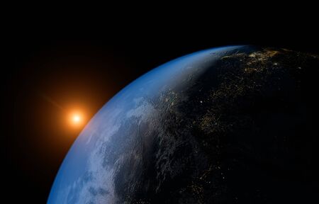 Kind of our planet in space 3d renderの写真素材