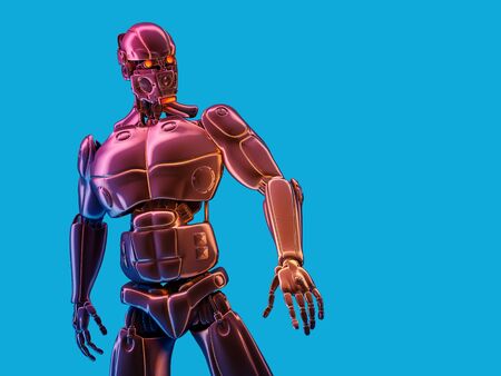 Robot on a blue background.,3d render