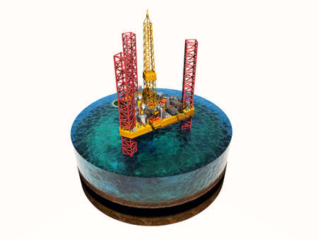 Model sea and oil., 3d renderの写真素材